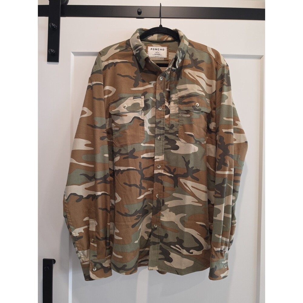 Poncho San Juan Mens L Camo Performance  Utility Shirt Magnetic Pocket Vented